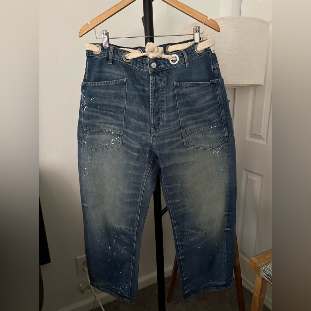 We The Free Blue Distressed Wide Leg Jeans - Picture 7 of 12